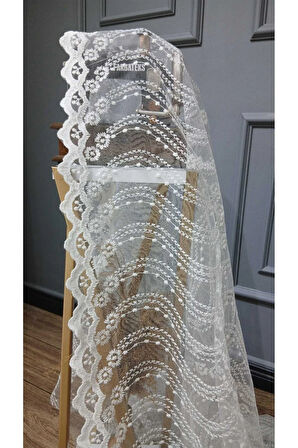 Brode Nakış Yeni Eko Seri Sarmasık Desenli Nakış 2 Kat Pileli Tül Perde