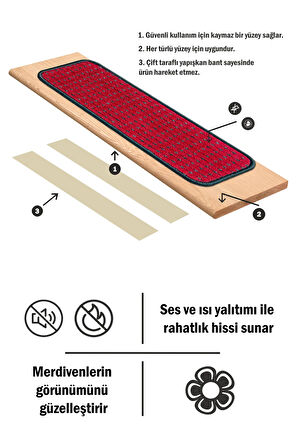 Kare Benekli Bukle Halıdan Ekonomik Basamak Ve Merdiven Paspası - Bordo / Adet Olarak Satılır