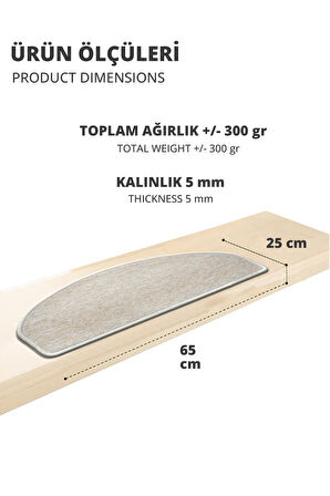 Yarım Ay Bukle Halıdan Ekonomik Basamak Ve Merdiven Paspası -bej / Adet Olarak Satılır