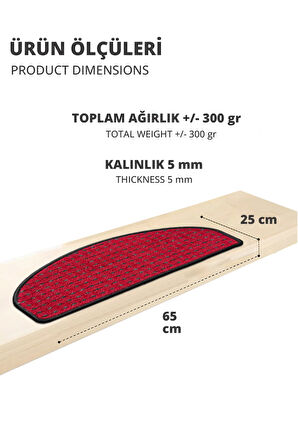 Yarım Ay Bukle Halıdan Ekonomik Basamak Ve Merdiven Paspası - Kırmızı / Adet Olarak Satılır
