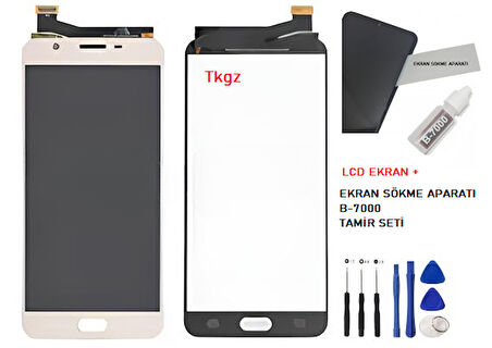 Samsung Galaxy J7 PRİME - SM-G610F Lcd Ekran Dokunmatik Orijinal Kalite GOLD + B-7000 + TAMİR SETİ