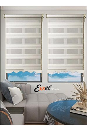 Güneş Perde Zebra Perde Pliseli Ekru Etek Dilimli