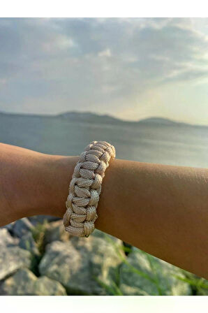 PARACORD BİLEKLİK EKRU KOBRA MODELİ
