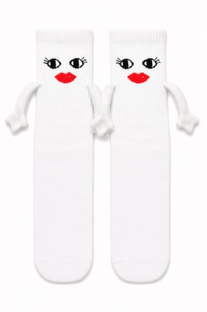 Carnaval Kırmızı Dudaklı El Ele Tutuşan Unisex Çorap