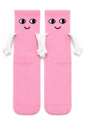 Carnaval Pembe El Ele Tutuşan Unisex Çorap