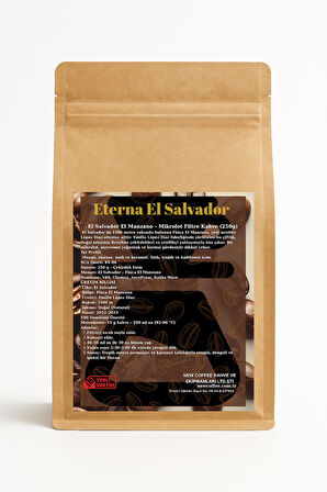 Eterna El Salvador El Manzano Mikrolot Filtre Kahve 250g – Doğal Bourbon Çekirdek | Mango, Ananas ve Karamel Notaları | SCA 84–86 | V60 – Chemex – AeroPress – Kalita Wave Uyumlu