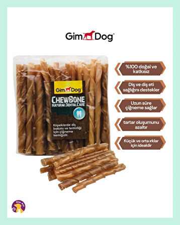 Gimdog Chewbone Köpek Diş Bakımı Temizliği Burgu Ödül Çiğneme Çubuğu Kemiği 50LI 300gr