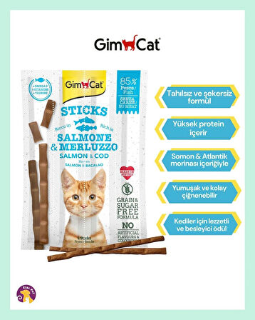Gimcat Somon ve Morina Kedi Ödül Çubuğu 4’lü(20G)