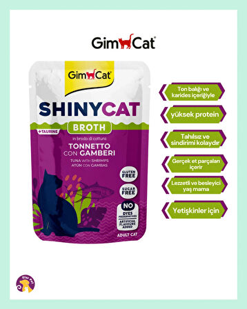 Gimcat Shinycat Pouch Ton Balıklı ve Karidesli Kedi Maması 70 gr