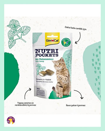 Gimcat Nutripockets Otu ve Multivitamin Kedi Ödülü 60GR