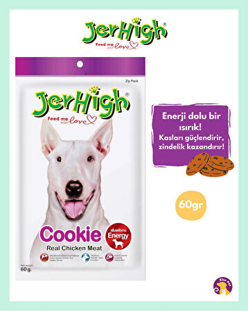 Jerhigh Kurabiye (Cookie) Gerçek Tavuk Etiyle Besleyici Köpek Ödül Mamasi (60 gr)