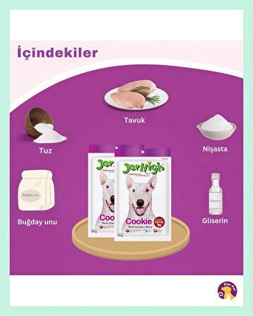 Jerhigh Kurabiye (Cookie) Gerçek Tavuk Etiyle Besleyici Köpek Ödül Mamasi (60 gr)
