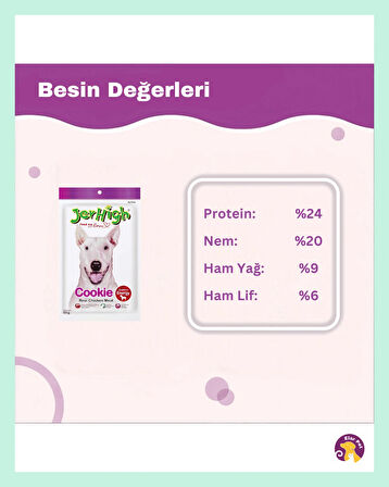 Jerhigh Kurabiye (Cookie) Gerçek Tavuk Etiyle Besleyici Köpek Ödül Mamasi (60 gr)