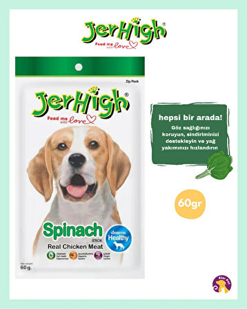 Jerhigh Ispanak ve Gerçek Tavuk Eti Köpek Ödül Maması (60 gr)