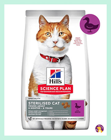 Hill's Science Plan Kısırlaştırılmış Ördek Etli Yetişkin Kedi Maması 3 kg