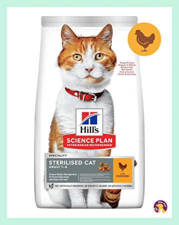 Hill's Science Plan Kısırlaştırılmış Tavuklu Yetişkin Kedi Maması 3kg