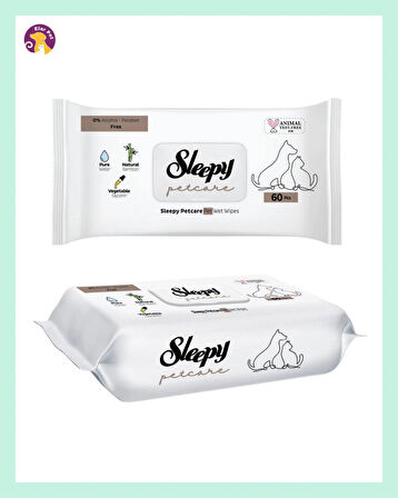 Sleepy Petcare Evcil Hayvan Islak Havlusu 60 Yaprak