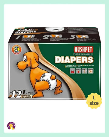 Hushpet Diapers Ultra Emici Köpek Külot Çiş Pedi L Beden 12'li