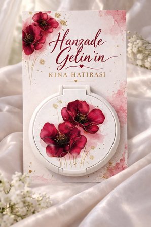 Kişiye Özel Aynalı Kına Hatırası | İsimli Nikah Hediyeliği | Özel Tasarım Çiçekli 30 ADET