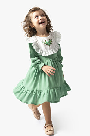 Kız Bebek Elbise Kız Çocuk Elbise Doğum Günü Parti Düğün Uzun Kollu Astarlı Elbise