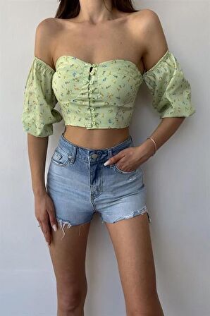 Desenli Bluz - Mint