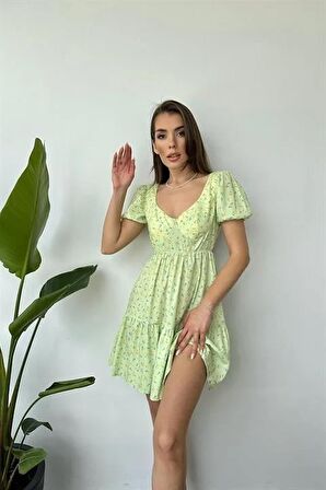 Sırt Dekolteli Elbise - Mint