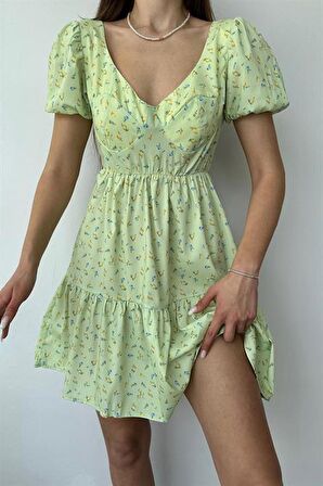 Sırt Dekolteli Elbise - Mint