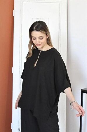 V Yaka Takım - Siyah