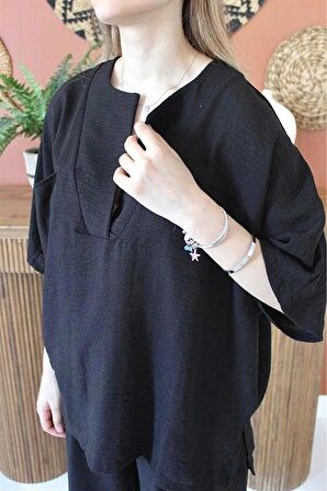 V Yaka Takım - Siyah