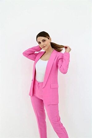 Fit Ceket ve Pantolon Takım - Pembe