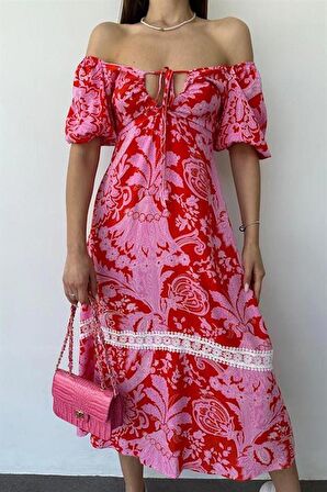 Göğüsten Bağlamalı Elbise - Pembe