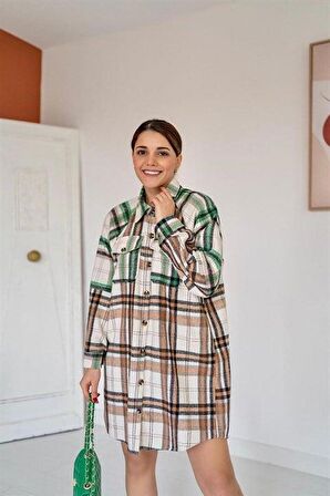 Oduncu Gömlek Elbise - Yeşil