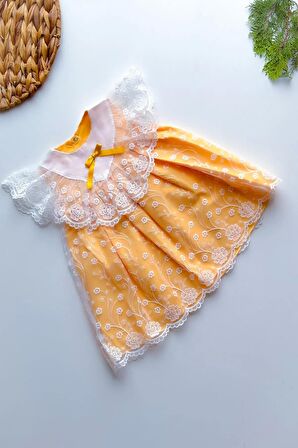 Kız Bebek Kız Çocuk Yazlık Elbise Kısa Kollu Tüllü Tütü Astarlı Bebek Takım Bebek Giyim ELBFYN