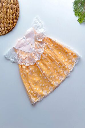 Kız Bebek Kız Çocuk Yazlık Elbise Kısa Kollu Tüllü Tütü Astarlı Bebek Takım Bebek Giyim ELBFYN