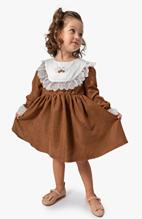 Kız Bebek Elbise Kız Çocuk Elbise Doğum Günü Parti Düğün Uzun Kollu Astarlı Elbise