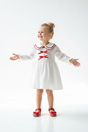 Kız Bebek Elbise Kız Çocuk Elbise Doğum Günü Parti Düğün Elbise Uzun Kollu Astarlı Elbise