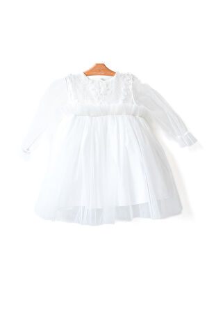 Kız Bebek Elbise Kız Çocuk Elbise Doğum Günü Parti Düğün Elbise Uzun Kollu Astarlı Elbise