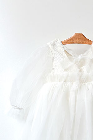 Kız Bebek Elbise Kız Çocuk Elbise Doğum Günü Parti Düğün Elbise Uzun Kollu Astarlı Elbise