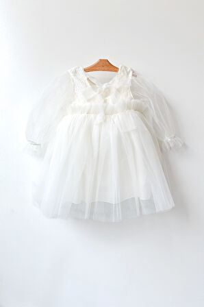 Kız Bebek Elbise Kız Çocuk Elbise Doğum Günü Parti Düğün Elbise Uzun Kollu Astarlı Elbise