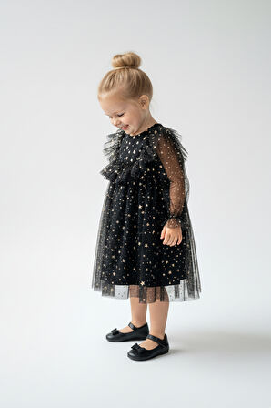 Kız Bebek Elbise Kız Çocuk Elbise Doğum Günü Parti Düğün Elbise Uzun Kollu Astarlı Elbise