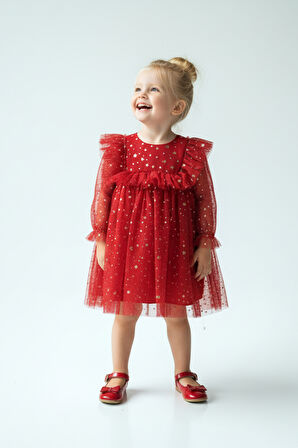 Kız Bebek Elbise Kız Çocuk Elbise Doğum Günü Parti Düğün Elbise Uzun Kollu Astarlı Elbise