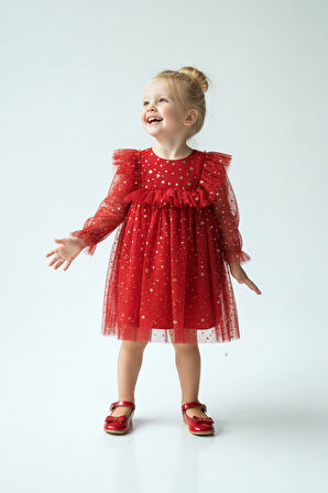 Kız Bebek Elbise Kız Çocuk Elbise Doğum Günü Parti Düğün Elbise Uzun Kollu Astarlı Elbise