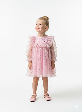 Kız Bebek Elbise Kız Çocuk Elbise Doğum Günü Parti Düğün Elbise Uzun Kollu Astarlı Elbise