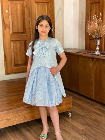 Kabarık Etekli Uzun Ceketli Kız Çocuk Abiye Takım