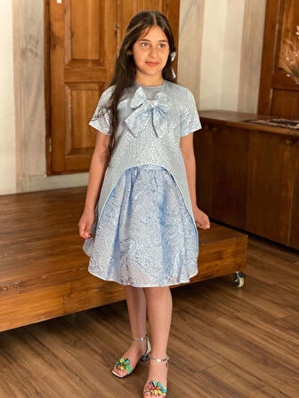 Kabarık Etekli Uzun Ceketli Kız Çocuk Abiye Takım