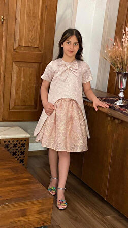 Kabarık Etekli Uzun Ceketli Kız Çocuk Abiye Takım