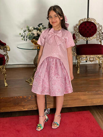 Kabarık Etekli Uzun Ceketli Kız Çocuk Abiye Takım