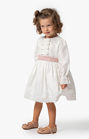 Kız Bebek Elbise Kız Çocuk Elbise Doğum Günü Parti Düğün Uzun Kollu Astarlı Pamuk Saten Elbise