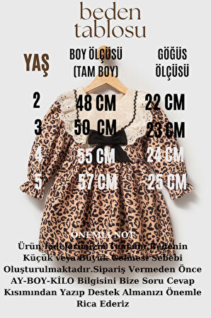 Kız Bebek Elbise Kız Çocuk Elbise Leopar Doğum Günü Parti Düğün Özel Gün Uzun Kol Astarlı Elbise