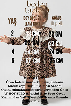 Kız Bebek Elbise Kız Çocuk Elbise Leopar Doğum Günü Parti Düğün Özel Gün Uzun Kol Astarlı Elbise